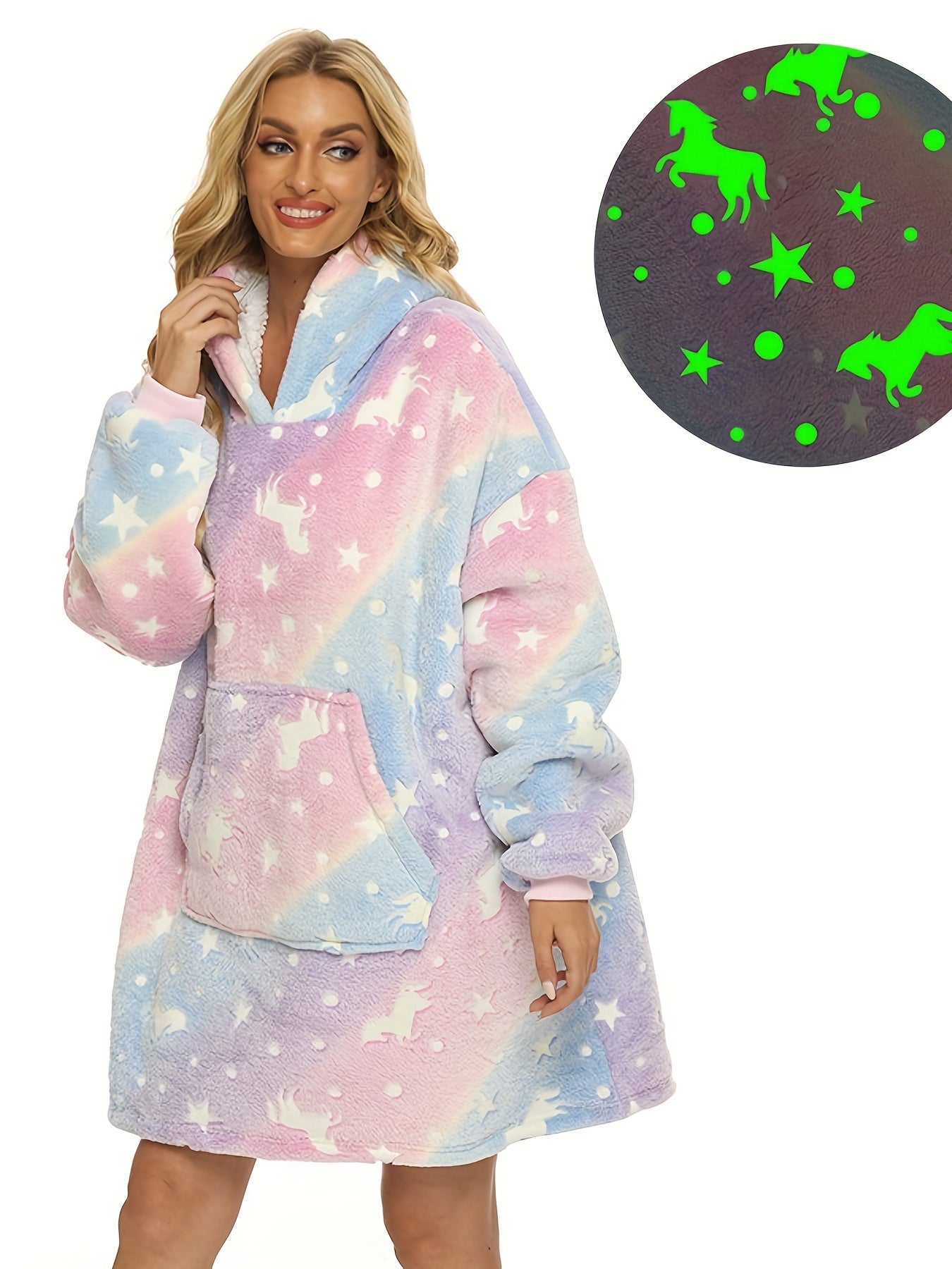 Cozy Star Print Hooded Lounge Top