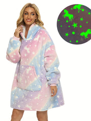 Cozy Star Print Hooded Lounge Top