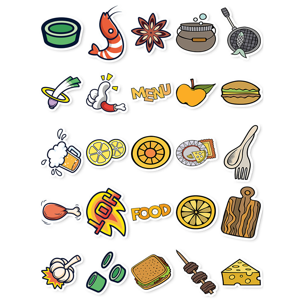 25pcs Food Cartoon Stickers for Phone Case Decoration