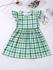 Girls Ruffled Sleeves Crew Neck Easter Bunny Graphic Princess Dress