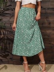 Boho Ditsy Floral Print High Waist Skirts - Ruched Maxi Summer Skirts