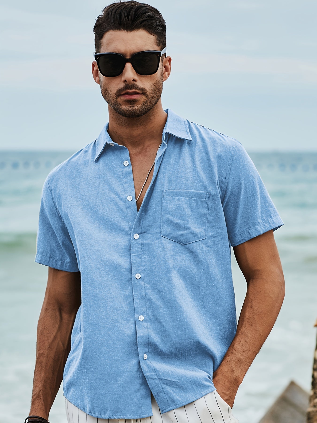 Men's Casual Basic Pattern High Stretch Short Sleeve T-Shirt