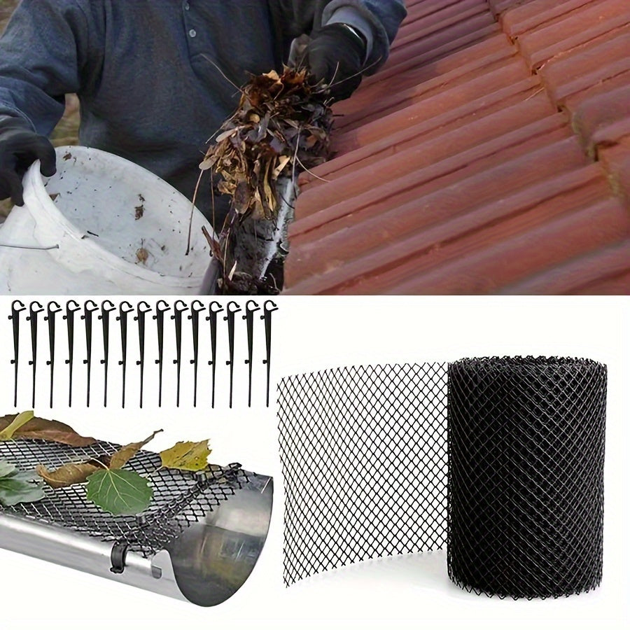 Drainage Protection Net Eaves Net Set with 10 Ground Nails
