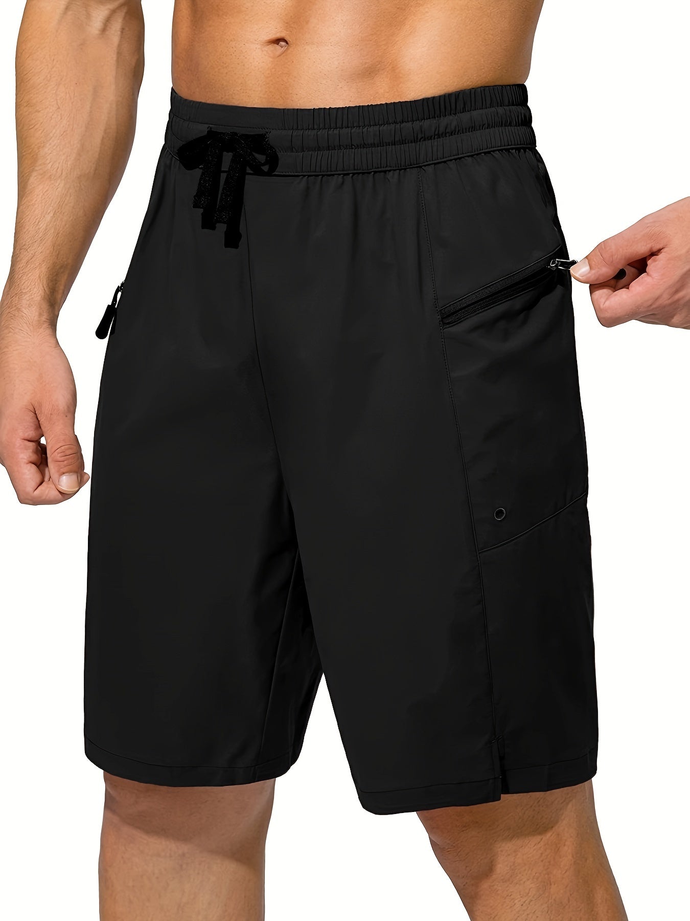 Men's Breathable Sport Shorts with Zipper Pocket for Gym Workout
