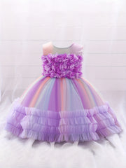 Baby Girls Gorgeous Gown Dress Mesh Appliques Princess Dress Tutu Dress