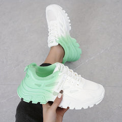 Women's Ombre Chunky Sneakers Lace-up Shoes