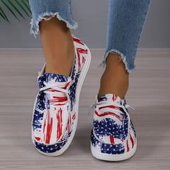 Women's Stars Pattern Flat Loafers Lace Up Lightweight Shoes