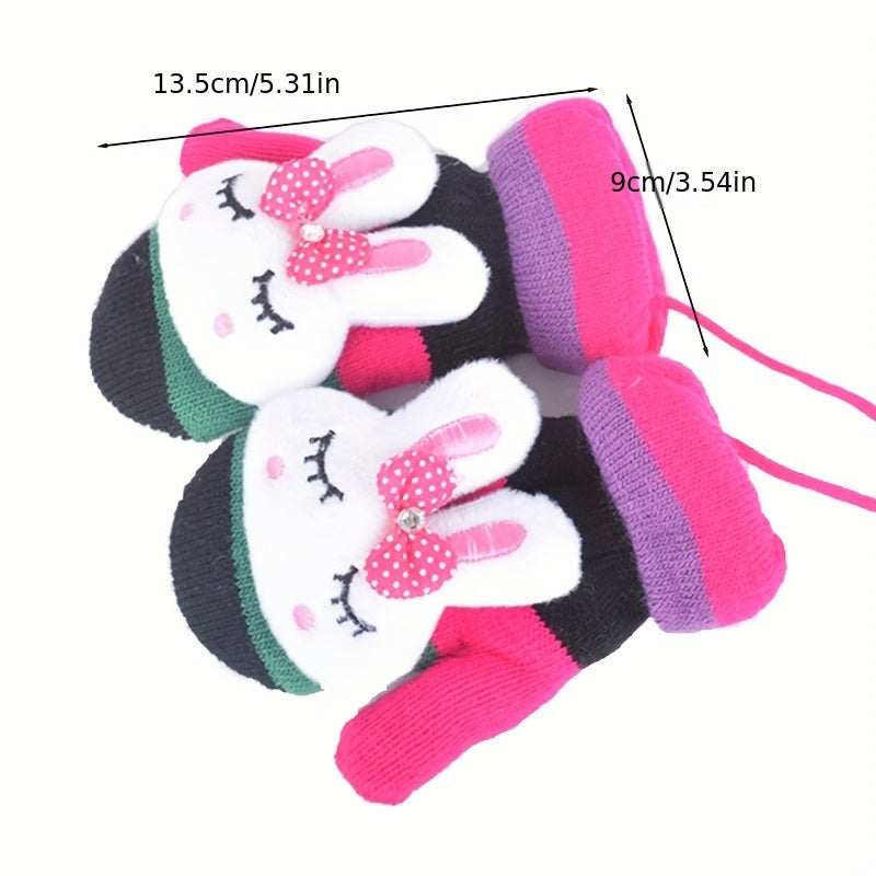 Full Finger Thick Mittens Winter Knitted Gloves For Children Toddler 2 6 Years