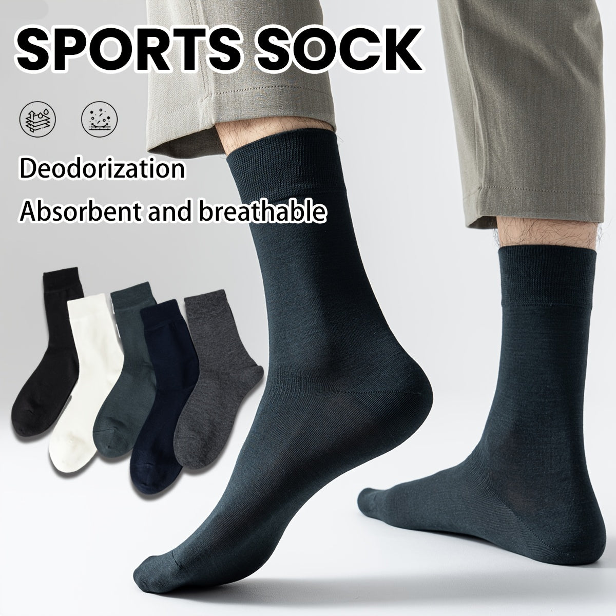 Men Crew Socks Breathable Soft Running Hiking Socks
