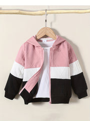 Colorblock Zipper Hooded Jacket Long Sleeve Sweatshirt