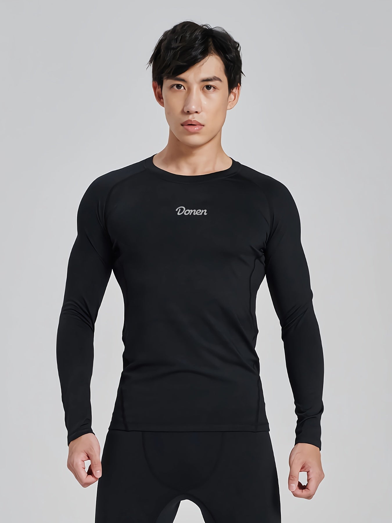 Men's Fleece Compression T shirt Active Mid Stretch Slim Fit Tee