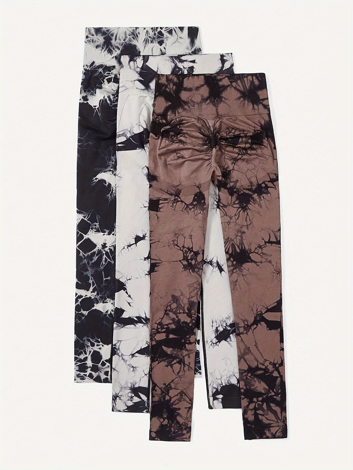 3pcs Tie Dye Yoga Pants High Stretch Leggings Women's Activewear