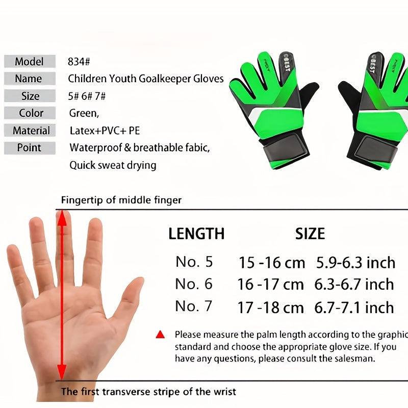 Kids Football Goalkeeper Gloves, Non Slip, Thickened, Training Match