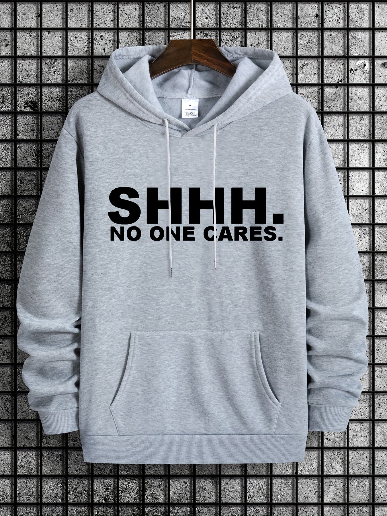 Funny Letter Print Hoodies For Men Graphic Sweatshirt With Kangaroo Pocket