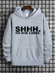 Funny Letter Print Hoodies For Men Graphic Sweatshirt With Kangaroo Pocket