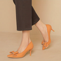 Bowknot Stiletto Heels Point Toe Pumps - Versatile Dress Heels