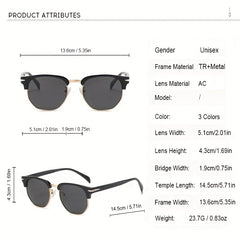 Men's Vintage Round Polarized Sunglasses Half Frame UV400 Protection
