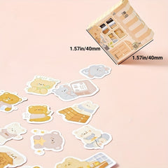 Set of 45 Cute Animal Stickers for DIY Notebook Decor