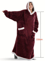 Plus Size Hooded Fleece Lounge Robe for Women