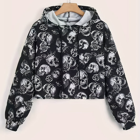 Halloween Skull Print Hoodie Women's Sweatshirt