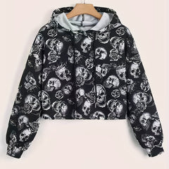 Halloween Skull Print Hoodie Women's Sweatshirt