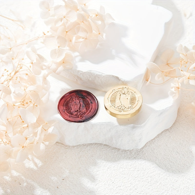 Brass Seal with Magical Bird Pattern - Ideal for Gift Wrapping and Invitations