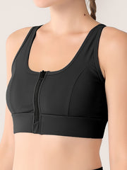 Zipper Gathered Fitness Sports Bra Women's Lingerie