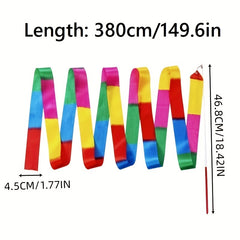 380cm Gymnastic Dance Ribbon Colorful Dancing Ribbon With Handle