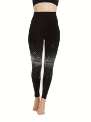 Glitter Rhinestone Skinny Leggings High Waist Stretchy Casual Leggings