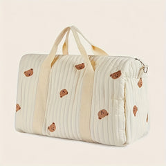 Floral Embroidered Parent Bag with Bear Face Patches