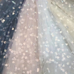 Colorful Heart Mesh Sequin Fabric 0.91m 2.74m 4.57m