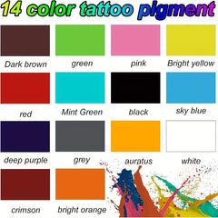14pcs Tattoo Ink Set Professional Pigment Long Lasting Tattoo Supplies