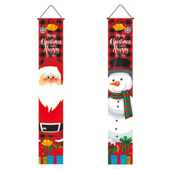 Christmas Door Banner Decorations Santa Claus Snowman Outdoor Hanging Decor