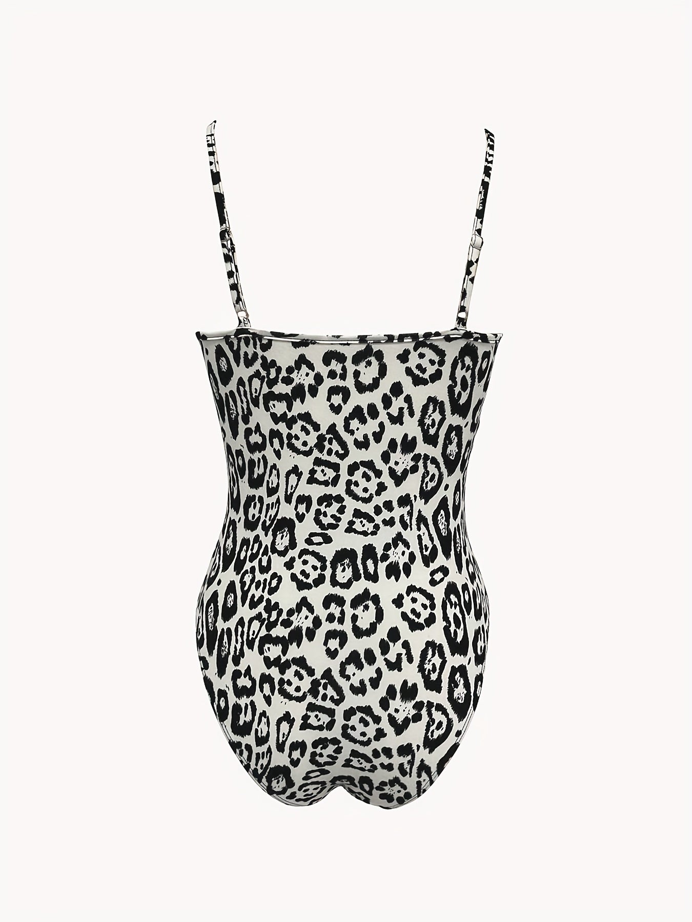 Leopard Print V neck Cami Bodysuit Sexy One Piece Bodysuit