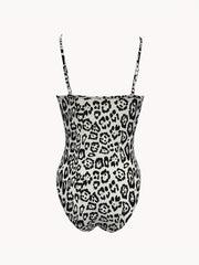 Leopard Print V neck Cami Bodysuit Sexy One Piece Bodysuit