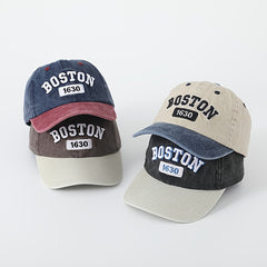 Kids Sunshade Distressed Baseball Cap with Letter Embroidery