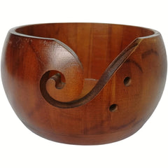 Wooden Yarn Bowl Crochet Wool Thread Storage Holder Carved Hole