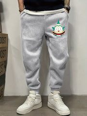Cartoon Pattern Print Men's Sweatpants with Drawstring Jogger Pants
