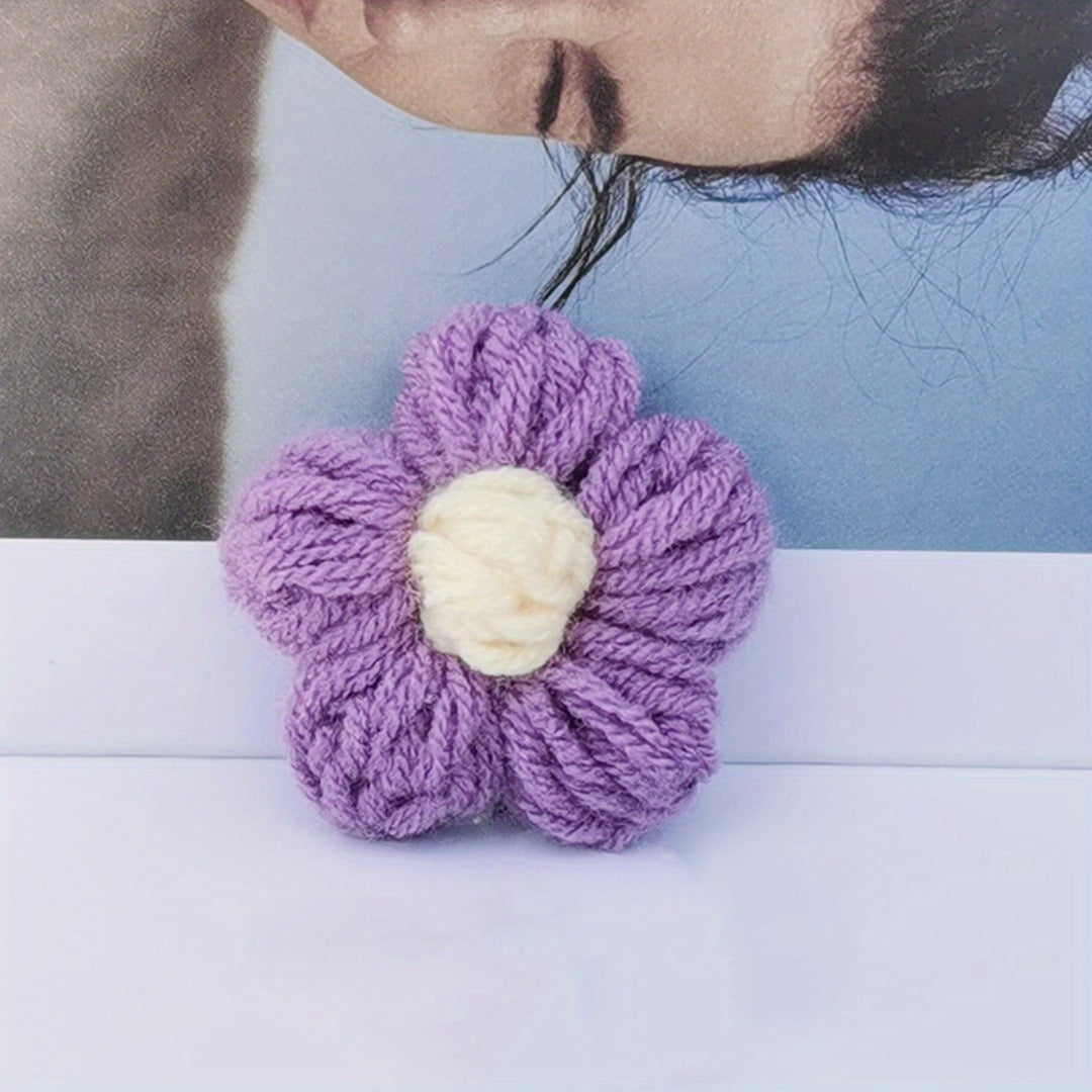 5pcs Crochet Flower Girls Decorative Yarn Hairpin Brooch Bracelet Hair Rope