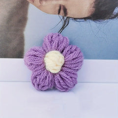 5pcs Crochet Flower Girls Decorative Yarn Hairpin Brooch Bracelet Hair Rope