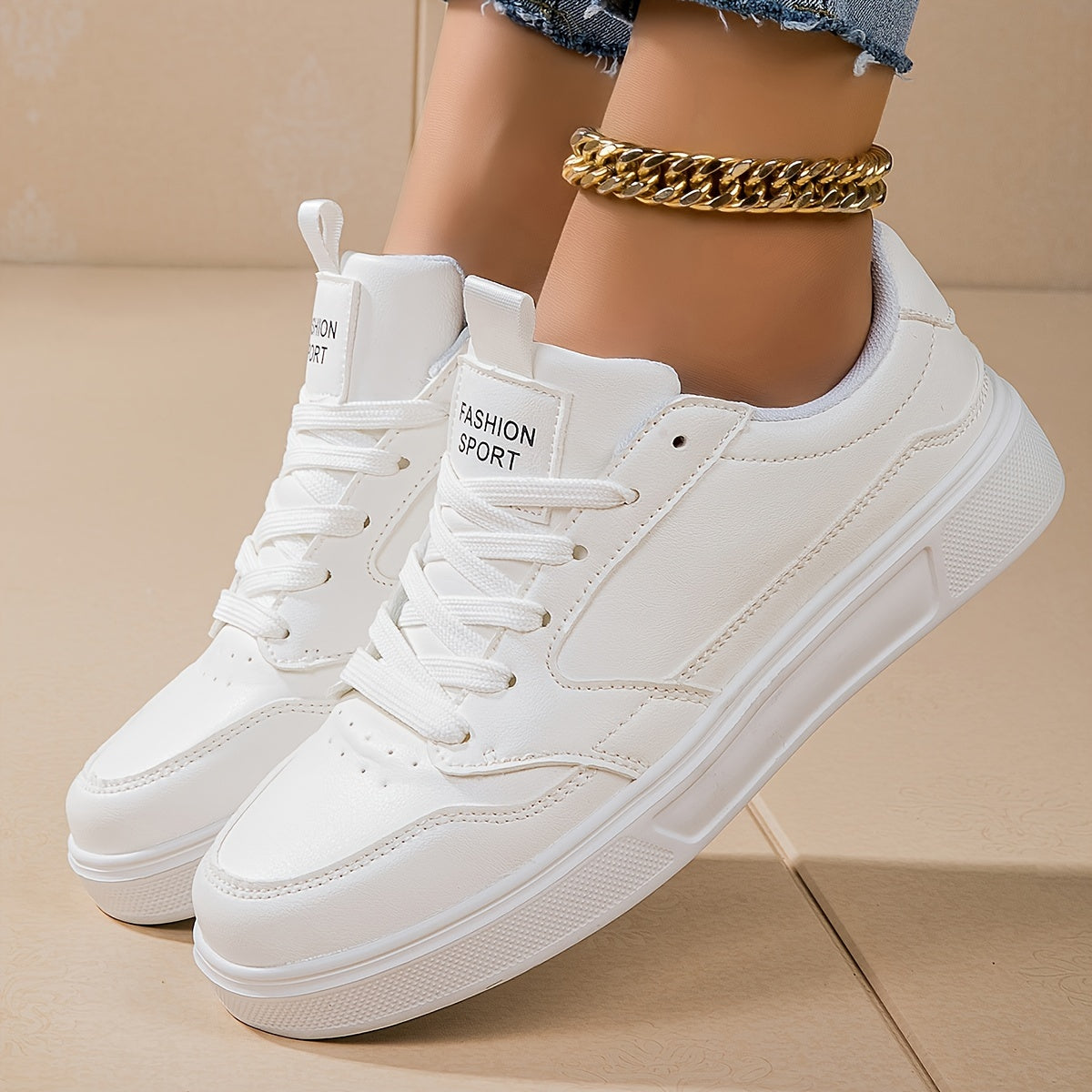 Versatile Faux Leather Skate Shoes Non Slip Sneakers
