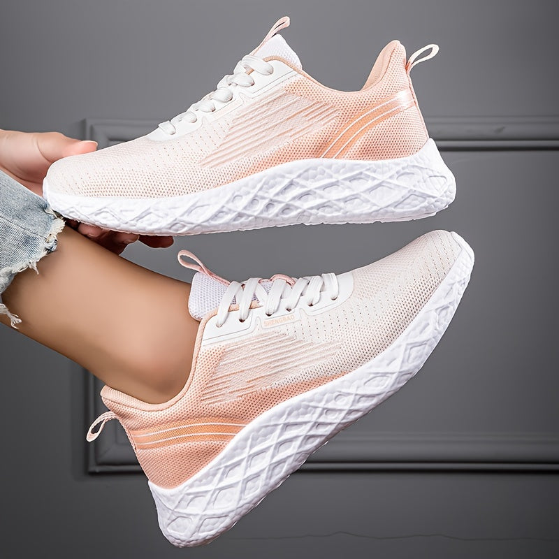 Women's Lace Up Running Shoes Breathable Anti-Slip Sports Sneakers