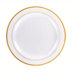30pcs Fancy Wedding Plates with Golden Rim 19.05cm