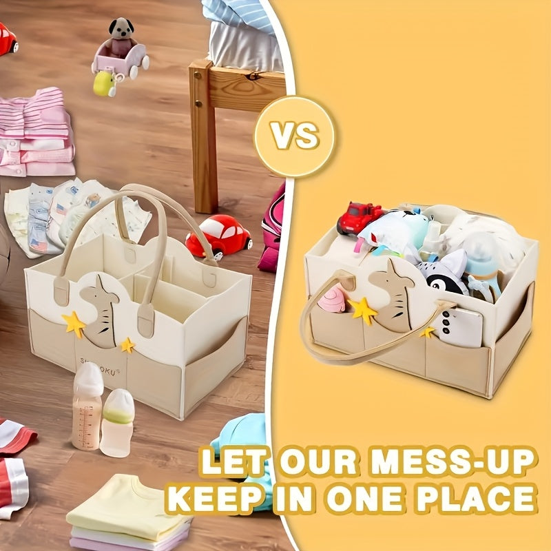 Faux Fur Diaper Caddy Organizer Portable Storage Basket - Home & Travel