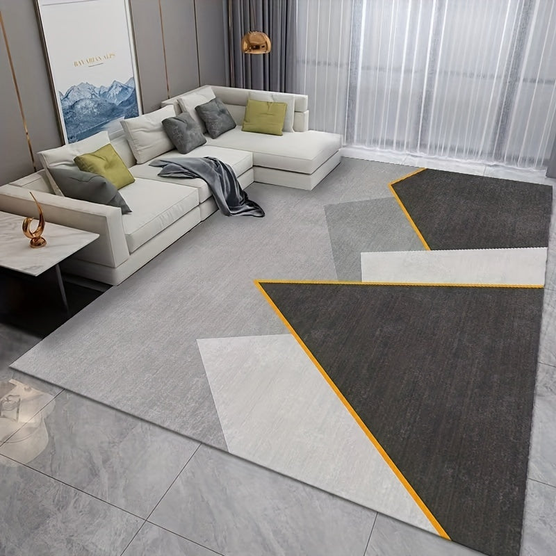 Modern Area Rug Soft Polyester Fiber Carpet Non-Slip TPR Base
