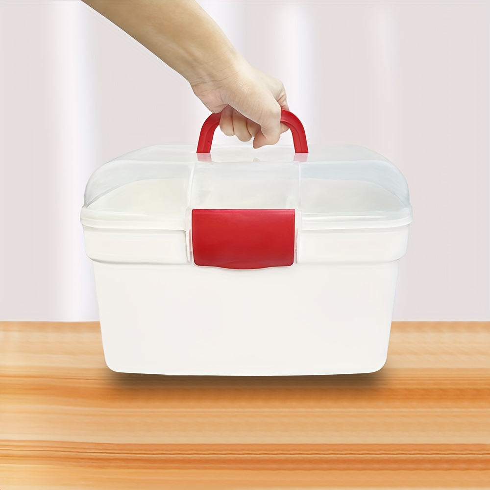 Double Layer Tool Storage Box with Grids & Handles