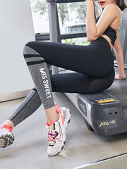 Yoga High Waist Leggings Tummy Control Butt Lifting Striped Fitness Pants