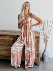 Tie Dye Wide Leg Cami Jumpsuit Boho Sleeveless Jumpsuit