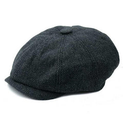 Men's Vintage Herringbone Cotton Newsboy Cap