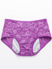 3 Pack Plus Size Panties Set Women's Plus Floral Print Breathable Leak proo
